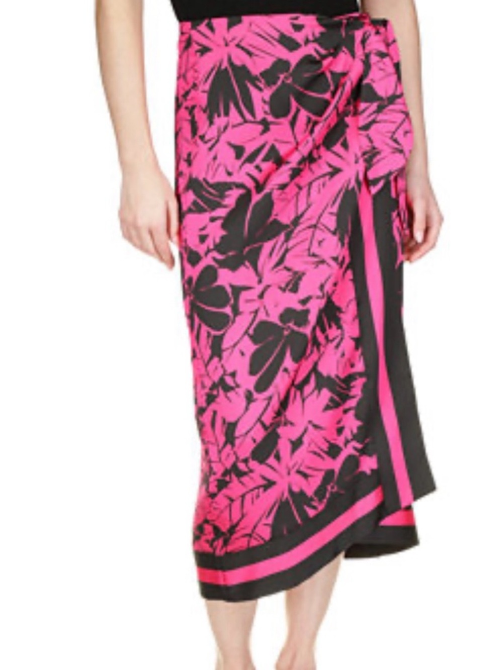 Michael Kors wrap skirt size 6 Hot Pink and Black Floral new without tags